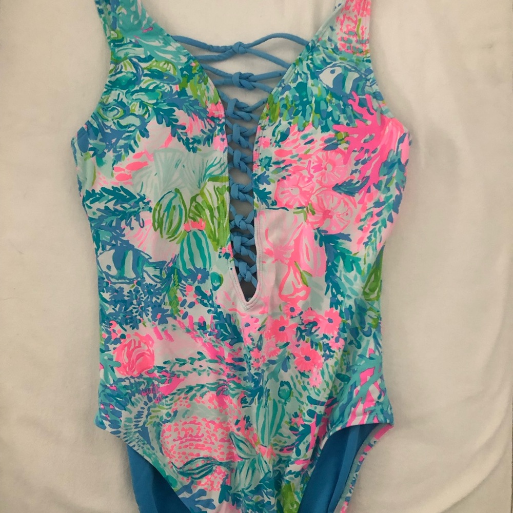 Lilly Pulitzer Blue and Pink One Piece Swimsuit